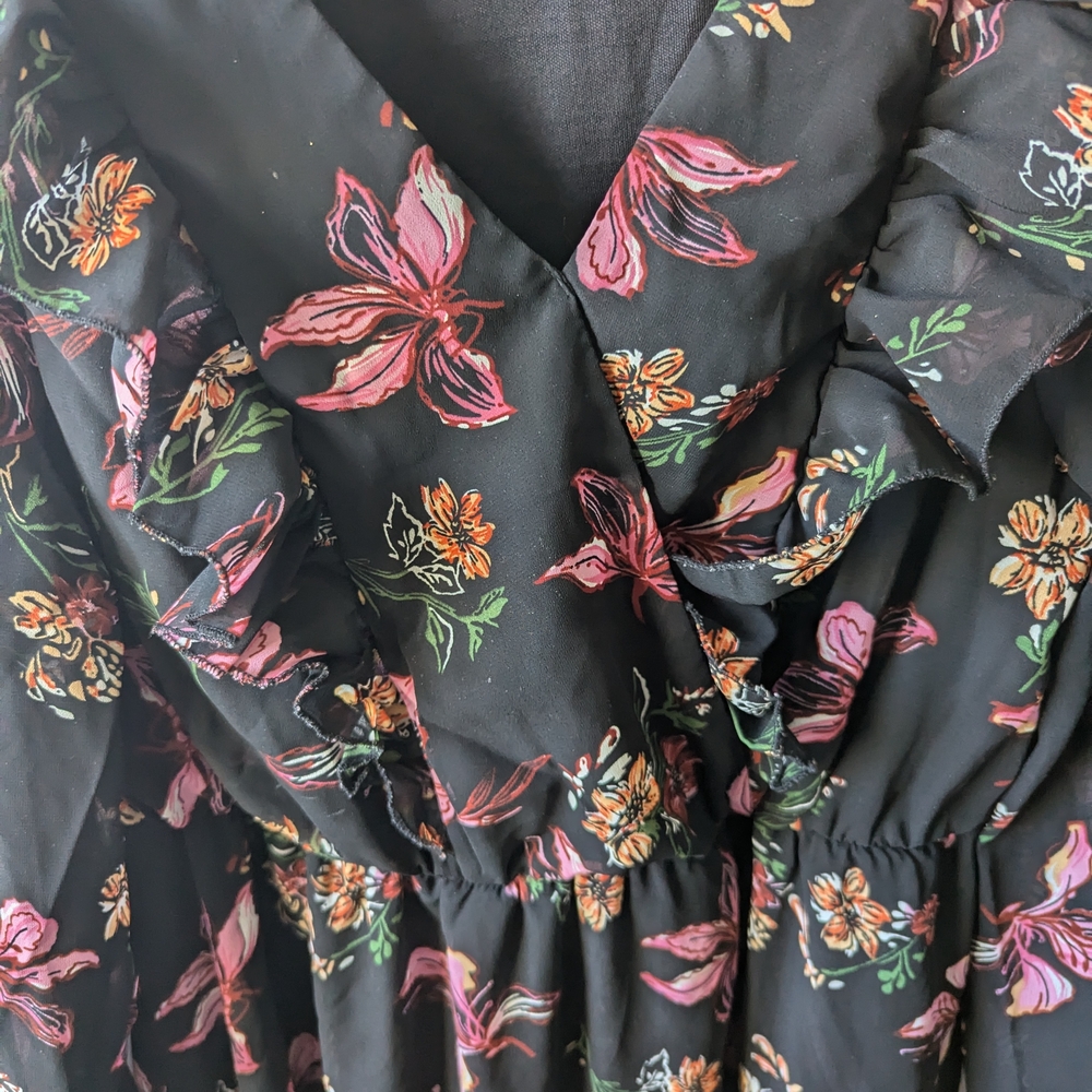 Floral Black and Pink Women's Dress - Picture 4 of 4